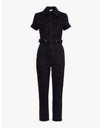 GOOD AMERICAN - Patch-Pocket Straight-Leg Stretch-Denim Jumpsuit - Lyst