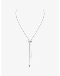 Messika - Moderniste Pave Tie 18Ct And 0.10Ct Diamond Necklace - Lyst