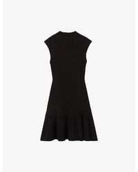 Claudie Pierlot - Sleeveless Pleated-Trim Knitted Mini Dress - Lyst