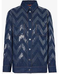 Missoni - Chevron-pattern Sequin-embellished Denim Jacket - Lyst