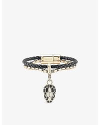 BVLGARI - Serpenti Forever Leather And-Plated Brass Bracelet - Lyst