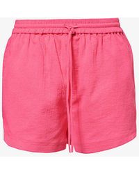 Seafolly - Crinkle Drawstring-waist Cotton Shorts - Lyst