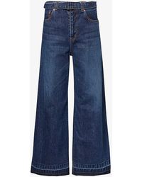 Sacai - Belted Mid-rise Wide-leg Denim Trousers - Lyst