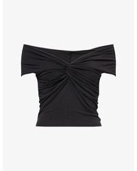GOOD AMERICAN - Twisted Crop Stretch-Woven Top - Lyst