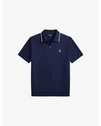 Polo Ralph Lauren - Logo-Embroidered Tipped Zip-Up Cotton Polo Shirt - Lyst
