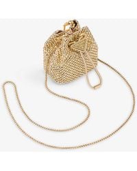 Prada - Crystal-embellished Woven Bucket Bag - Lyst
