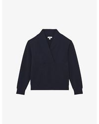 Reiss - Annabel Shawl-Neck Long-Sleeve Jersey Top - Lyst