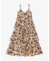 Ro&zo - Confetti-Print V-Neck Tiered Cotton Maxi Dress - Lyst