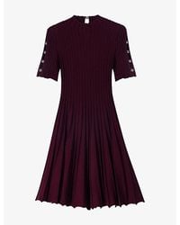 Maje - High-Neck Short-Sleeve Stretch-Knit Mini Dress - Lyst
