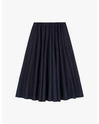 Maje - Pleated Elasticated-Waist Wool-Blend Midi Skirt - Lyst