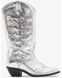 AllSaints - Dolly Stitchwork Heeled Leather Western Boots - Lyst