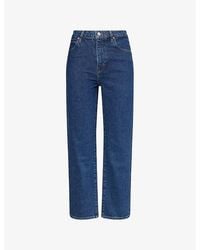 FRAME - The Ruler Crop Straight-Leg High-Rise Denim Jeans - Lyst