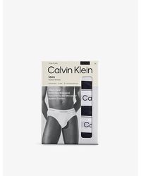 Calvin Klein - Calvin Klein Icon Logo-Waistband Pack Of Three Stretch-Cotton Hip Brief - Lyst