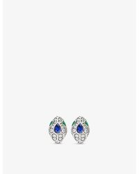 BVLGARI - Serpenti 18ct White Gold, 1.67ct Brilliant-cut Diamond, Sapphire And Emerald Earrings - Lyst