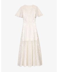 Maje - Floral-Pattern V-Neck Guipure-Lace Maxi Dress - Lyst