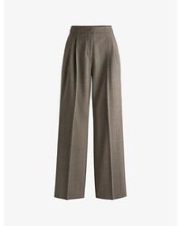 HUGO - Wide-Leg High-Rise Checked Stretch Wool-Blend Trousers - Lyst