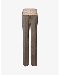 Stella McCartney - Crystal Belt Bead-embellished Mid-rise Straight-leg Stretch-wool Trousers - Lyst