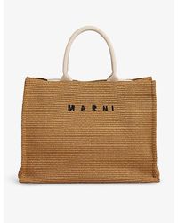 Marni - Rawsien/tural Logo-embroidered Cotton-blend Tote Bag - Lyst