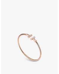 Tiffany & Co. - Tiffany T Wire 18Ct Rose- 0.11Ct Diamond And Mother-Of-Pearl Bracelet - Lyst
