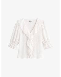 Ro&zo - Ruffled Cheesecloth Cotton Blouse - Lyst