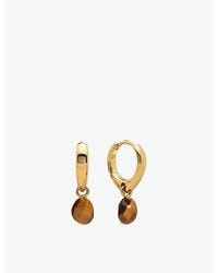 Monica Vinader - Nura 18Ct Vermeil And Tigers Eye Drop Huggies - Lyst