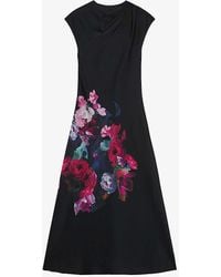 Ted Baker - Rahelee Floral-print Satin Midaxi Dress - Lyst