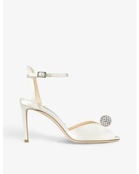 Jimmy Choo - Sacora Crystal Sphere-Embellished Satin Sandals - Lyst