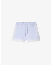 Sandro - Elasticated-Waist Lace-Trim Cotton Shorts - Lyst