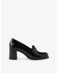Prada - Brushed Heeled Leather Loafers - Lyst