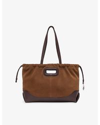 Maje - M Suede And Leather Tote Bag - Lyst