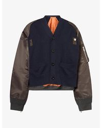 Sacai - Contrasting-Panel V-Neck Woven Jacket - Lyst