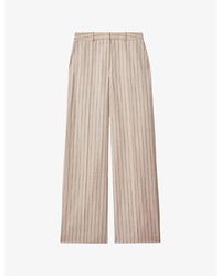 Reiss - Odette Pin-stripe Wide-leg High-rise Woven Trousers - Lyst