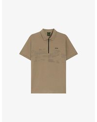 BOSS - Branded Zip-Up Cotton-Blend Polo Shirt - Lyst