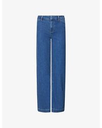 PAIGE - Leenah Curve-Pocket Wide-Leg Denim Jeans - Lyst