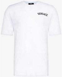 Versace - Logo-embroidered Crewneck Cotton-jersey T-shirt - Lyst