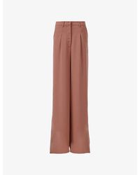 eem - Pleated Wide-Leg High-Rise Woven Trousers - Lyst