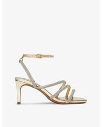 KG by Kurt Geiger - Savanna Low Crystal-Embellished Heeled Woven Sandals - Lyst