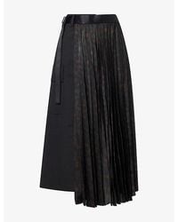Sacai - Leopard Suiting Woven Midi Skirt - Lyst