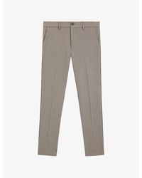 BOSS - Herringbone Slim-Leg Stretch-Woven Trousers - Lyst