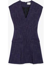Claudie Pierlot - Check-pattern V-neck Woven Mini Dress - Lyst