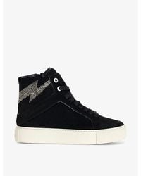 Zadig & Voltaire - Zv1747 High Flash Swarovski Crystal-Embellished Suede High-Top Trainers - Lyst