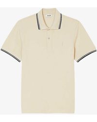 Sandro - Contrast-trim Short-sleeve Cotton-pique Polo Shirt - Lyst