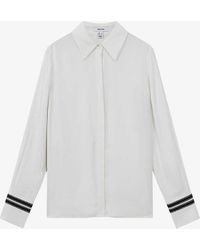 Reiss - Priyah Contrast-trim Woven Blouse - Lyst