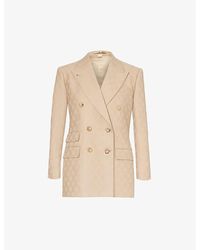Gucci - Monogram-pattern Double-breasted Wool Jacket - Lyst