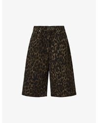 AllSaints - Louie Leopard-Print A-Line Long Cotton Shorts - Lyst