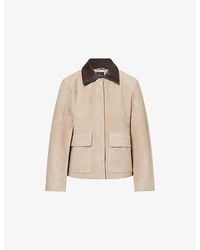 Theory - Boxy-Fit Patch-Pocket Leather Jacket - Lyst
