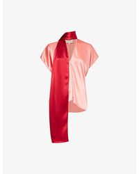 ROKSANDA - Nava Scarf-Neck Satin Top - Lyst