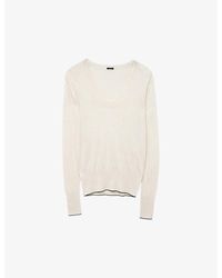 JOSEPH - Long-sleeved Round-neck Cotton And Silk Top - Lyst