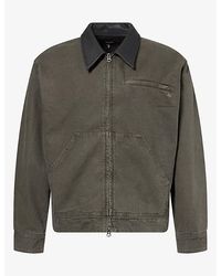 Rag & Bone - Workwear Leather Collar Denim Jacket - Lyst