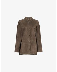 Max Mara - Top-Stitched Suede Jacket - Lyst
